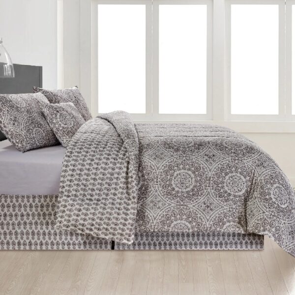 Lux Decor Collection 5 Piece Queen Down Alternative Comforter Set, Washable Duvet Bedding Set - Quatrefoil Navy