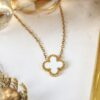 White Flower Pendant Necklace in Yellow Gold Plated