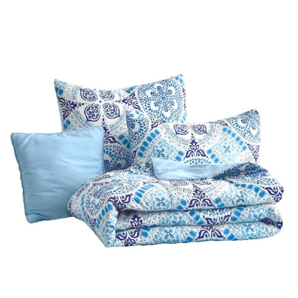 Lux Decor Collection 5 Piece Queen Down Alternative Comforter Set, Washable Duvet Bedding Set - Quatrefoil Navy