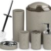 Bathroom Accessories Sets 6 Piece Bath Ensemble Includes Soap Dispenser, Toothbrush Holder, Toothbrush Cup, Soap Dish for Decorative Countertop and Housewarming Gift, Dark Blue
