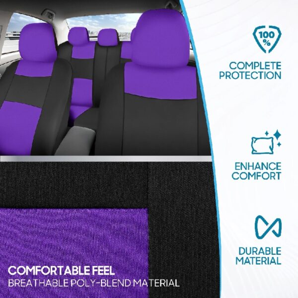 PolyPro Car Seat Covers Full Set in Charcoal on Black – Front and Rear Split Bench for Cars, Easy to Install Cover Set, Accessories Auto Trucks Van SUV