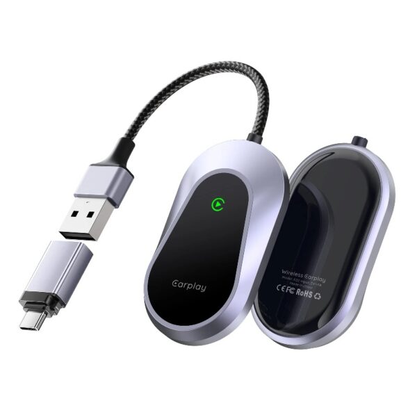 2-in-1 Wireless CarPlay & Android Auto Adapter, Dual-Band 5GHz Wi-Fi & Bluetooth Dongle, Compatible with 1000+ Car Models (2016+), Plug & Play for Seamless Apple CarPlay and Android Auto Experience