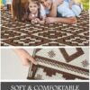 Outdoor Rug 5'x8' Waterproof Reversible Patio Rug Modern Lightweight Plastic Straw Indoor Outdoor Rug for RV Camping Deck Balcony Porch Boho Patio Decor Outdoor Carpet Brown and Beige