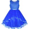 Flower Girls Dress Blue Belted Wedding Party Bridesmaid 12