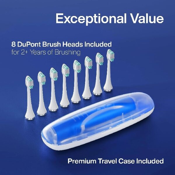 Black Series Electric Toothbrush - Rechargeable, 4 Modes, Travel Case, 8 Brush Heads