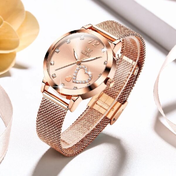 Women Watch Fashion Rose Gold Diamond Analog Quartz Female Watch for Women Luxury Dress Ladies Stainless Steel Luminous Waterproof Date Wrist Watches Green Dial