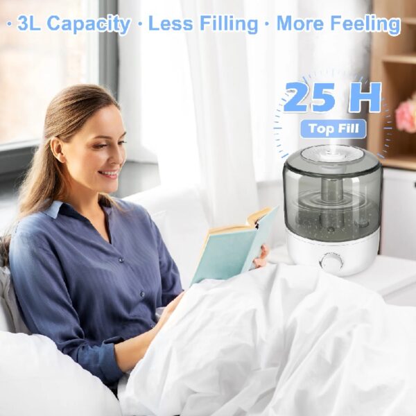 Humidifiers for Bedroom, Ultra Quiet Cool Mist Humidifier for Baby, Ultrasonic Air Humidifier with Auto Shut off, Adjustable 360° Rotation Nozzles, White