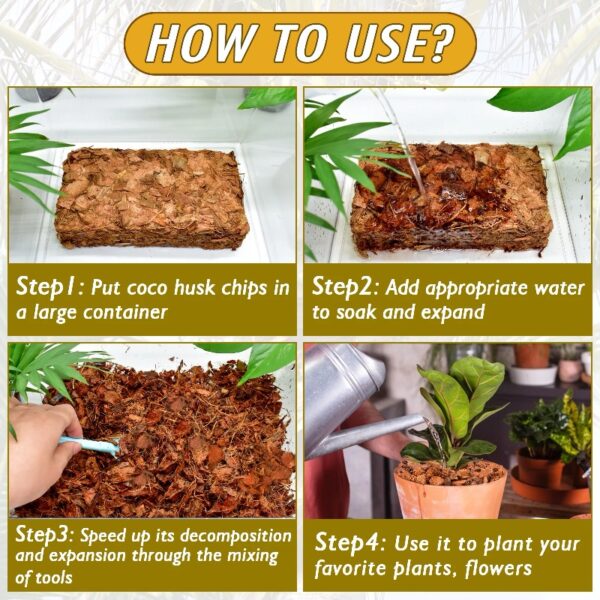 8 Pcs Coco Coir Chips Bricks Growing Medium, Low EC, pH Balanced, 100% Organic Coconut Fiber, 1.1LB