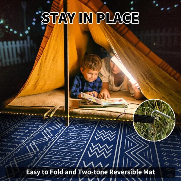 Outdoor Rug 6'x9' Waterproof Patio Rug Reversible Indoor Outdoor Rug Lightweight Plastic Straw Rug for RV Camping Deck Balcony Boho Porch Decor Dark Grey and White