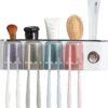 Toothbrush Holders Bathroom Decor with Toothpaste Dispenser, 4 Cups Toothbrush Holder Wall Mounted Bathroom Accessories