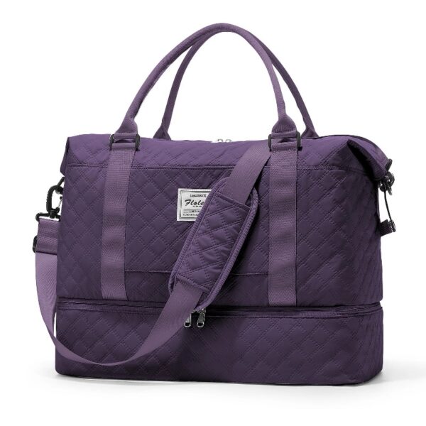 8185106be00544dbb00bb32d0176a9df Weekender Bags for Women, Travel Duffel Bags with Shoe Compartment,Personal Item Travel Bag for Airlines, Carry on Overnight Tote Bag for women,Beige&Brown