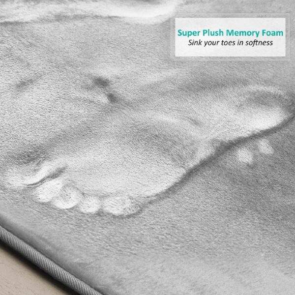 Nestl Set of 3 Absorbent Memory Foam Bath Mat Bathroom Rugs, Gray, Large 20