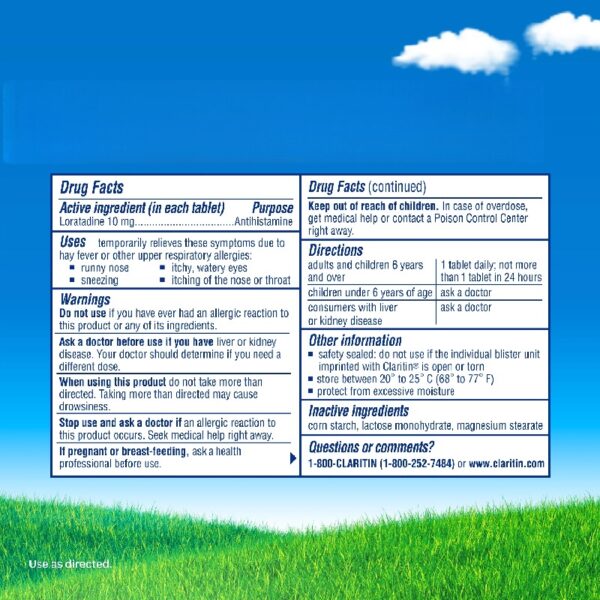 Allergy Relief 24 Hour Non-Drowsy Loratadine Antihistamine Allergy Medicine Tablets, 30 Count