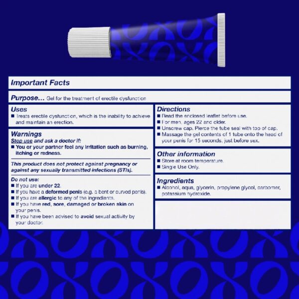Erectile Dysfunction Treatment Gel, Clinically Proven Topical Gel, 4 Single Use Tubes