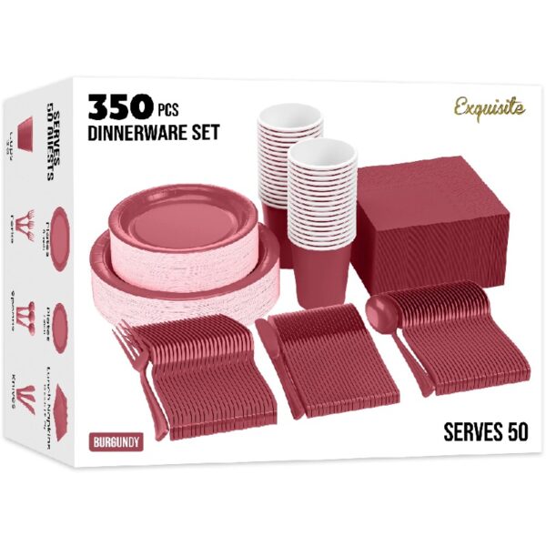 Exquisite 350 Piece Easter Plastic Disposable Party Plates & Dinnerware Combo Set