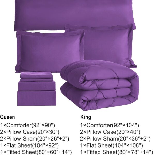 8 PCS Modern Comforter Set with Sheets All Season Bed in a Bag, Black, Queen Size