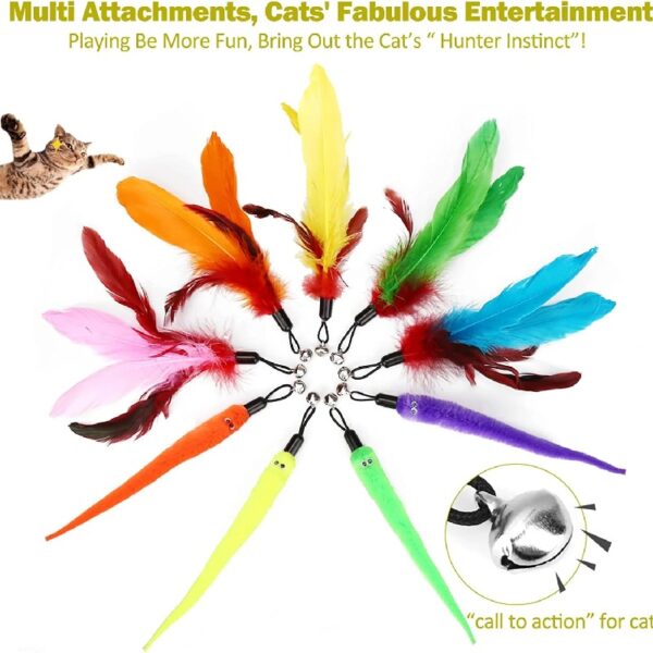 Cat Toys, Interactive Cat Toy 2PCS Retractable Wand Toy and 9PCS Feather Toys Refills