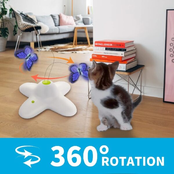 All For Paws Interactive Cat Toys, Fluttering Butterfly Automatic Cat Teasing Toy with 2 Replacement Butterflies