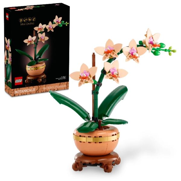 Botanicals Mini Orchid Building Set - Artificial, Fake Orchid for Home Decor, Adults Ages 18+ - Indoor Plant Decorations for Table, Desk, Office - Gift for Graduation - 10343