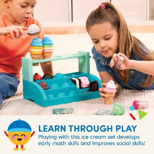 Sweet Sprinkles Ice Cream Plastic Set with 40+ Multicolor Pieces, Toddler and Preschool Play Food Toys