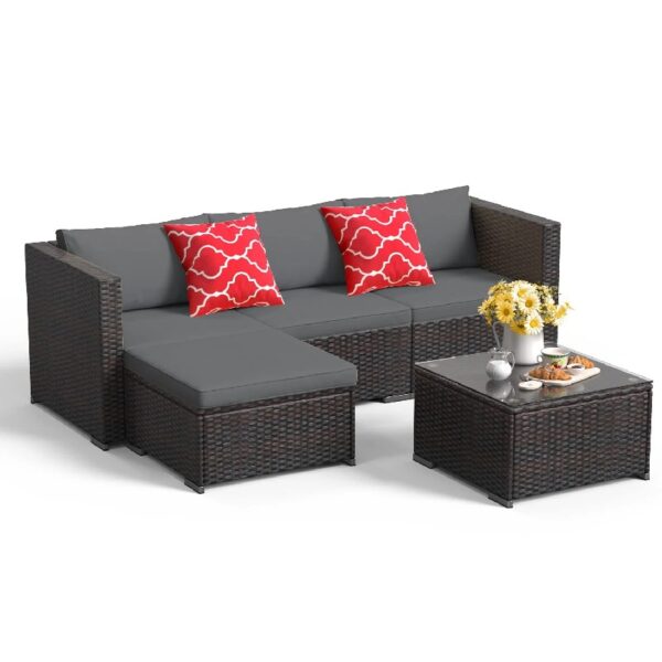 3 Pieces Patio Chairs Set with Glass-Top Coffee Table, Outdoor Bistro and Patio Furniture Set for Porch|Backyard|Balcony, Black