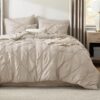 Dorm Bedding Twin Comforter Set - 5 Pieces Pintuck Bed in A Bag with Comforters, Sheets, Pillowcases & Shams