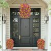 4PCS Artificial Flowers outdoor Spring Summer Decor Fake Hanging Plants UV Resistant Faux Plastic Greenery Hanging Flowers for Outside Gardens Porch Wall Home Indoor,ORANGE&YELLOW