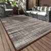 Outdoor Rug Carpet 6'x9' Waterproof Reversible Patio Rug Portable Modern Abstract Indoor Outdoor Rug Plastic Straw Rug for RV Camping Garden Picnic Deck Backyard Porch Decor Gray and White
