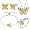 Purple Butterfly Jewelry Amethyst February Birthstone Jewelry Set Fine Necklace/Earrings 925 Sterling Silver Women Birthday Mother's Day Gifts