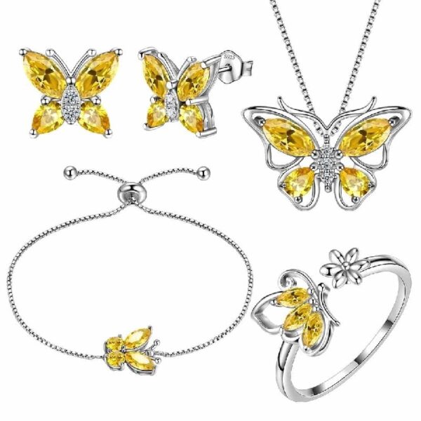 Purple Butterfly Jewelry Amethyst February Birthstone Jewelry Set Fine Necklace/Earrings 925 Sterling Silver Women Birthday Mother's Day Gifts