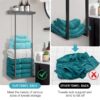 Livhil Wall Towel Rack for Rolled Towels, New Upgrade Towel Racks for Bathroom Wall Mounted, Bathroom Bar Towel Storage, Metal Bath Towel Holder for Folded Large Towel Washcloths, Black