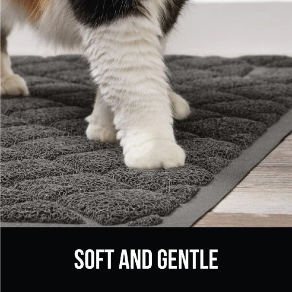 GRIP Cat Litter Box Mat, 35x23, Water Resistant Kitty Litter Trapping Mat, Textured Backing, Easy to Clean, Less Waste and Clean Floors, Kitten Supplies for Indoor Cats, Soft on Paws, Gray