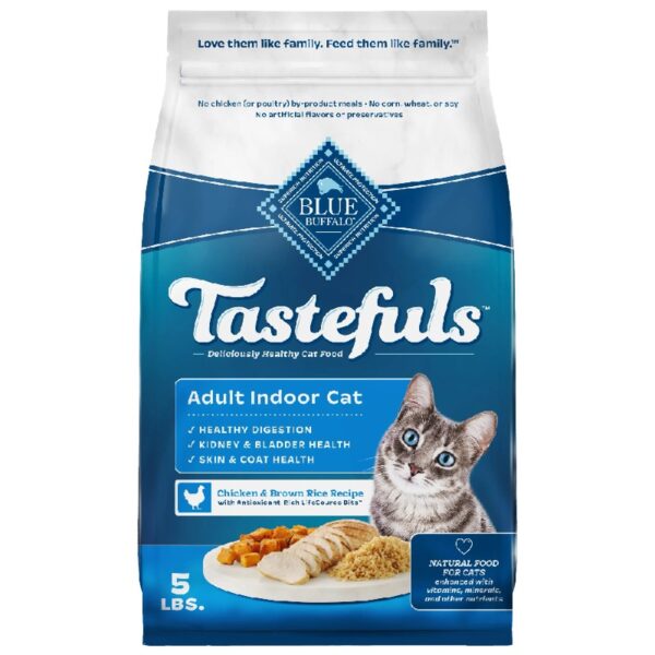 Blue Buffalo Indoor Health Natural Adult Dry Cat Food, Chicken & Brown Rice, 5-lb