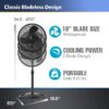 16” 3-Speed Adjustable Oscillating Pedestal Fan, Black, S16500 New