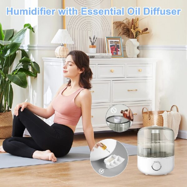 Humidifiers for Bedroom, Ultra Quiet Cool Mist Humidifier for Baby, Ultrasonic Air Humidifier with Auto Shut off, Adjustable 360° Rotation Nozzles, White