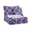 Lux Decor Collection 5 Piece Queen Down Alternative Comforter Set, Washable Duvet Bedding Set - Quatrefoil Navy