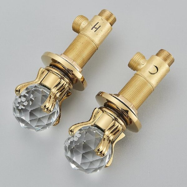 Widespread Bathroom Basin Faucet Crystal Handle Sink Mixer Tap Chrome Finish