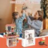 Play Kitchen Set for Kids, 2.1FT Tall Toy Play Kitchen w/ Realistic Lights Sounds Simulation Spray for Toddlers Girls Boys Gift 42Pcs - Small (Orange Red 18x8.6x24.8in)