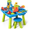Sand Water Table for Toddlers, 4 in 1 Sand Table and Water Play Table, Kids Table Activity Sensory Play Table Beach Sand Water Toy for Outdoor Backyard for Toddlers Age 2-4 Gift