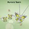 Purple Butterfly Jewelry Amethyst February Birthstone Jewelry Set Fine Necklace/Earrings 925 Sterling Silver Women Birthday Mother's Day Gifts