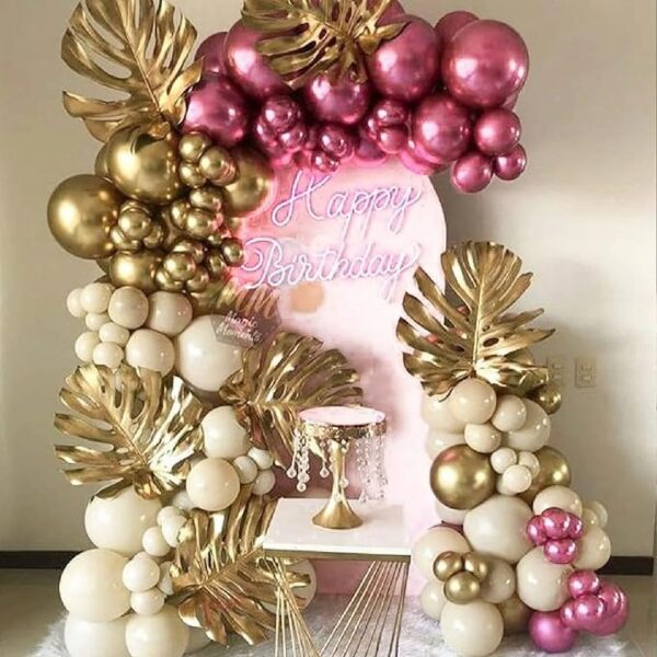 PartyWoo Metallic Dark Pink Balloons, 100 pcs Metallic Pink Balloons Different Sizes Pack of 18 Inch 12 Inch 10 Inch 5 Inch for Balloon Garland or Arch as Birthday Decorations, Party Decorations