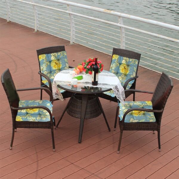 Outdoor Patio Cushion, Rocking Chair Cushion Set, Tufted Pads, Set of Upper and Lower with Ties Pack of 2 (2 Sets) - Back 21