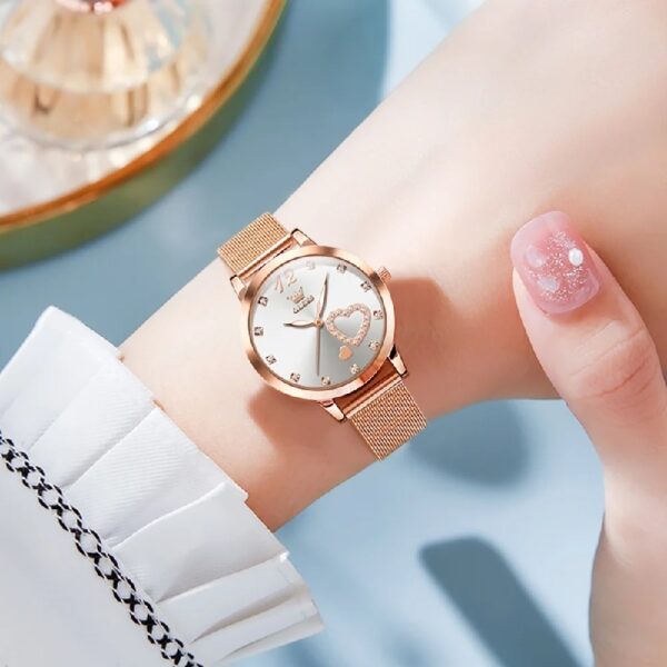 Women Watch Fashion Rose Gold Diamond Analog Quartz Female Watch for Women Luxury Dress Ladies Stainless Steel Luminous Waterproof Date Wrist Watches Green Dial
