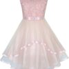 Flower Girls Dress Blue Belted Wedding Party Bridesmaid 12