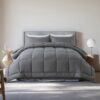 Queen Size 3-Piece All-Season Down Alternative Comforter Set Deep Black | Comforter + Pillow Cases Bedding Set | Hotel Grade Bed in a Bag by