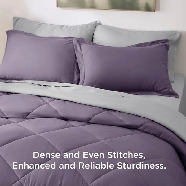 Light Purple Queen Comforter Set - 7 Pieces Reversible Queen Bed in a Bag, Queen Bed Set Light Purple and Grey with Comforters, Sheets, Pillowcases & Shams