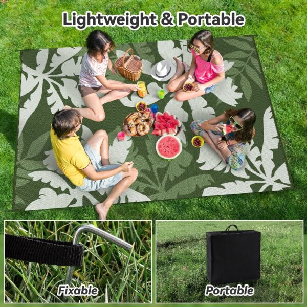 Outdoor Rug Carpet 5'x8' Waterproof Reversible Patio Rug Portable Indoor Outdoor Rug Plastic Straw Rug for Beach RV Camping Garden Picnic Deck Backyard Porch Decor Black