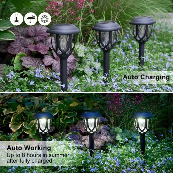 10 Pack Solar Lights Outdoor Decorative, Solar Pathway Lights Outdoor, Solar Powered Garden Yard Lights for Walkway Sidewalk Driveway. (Brown, Cool White)