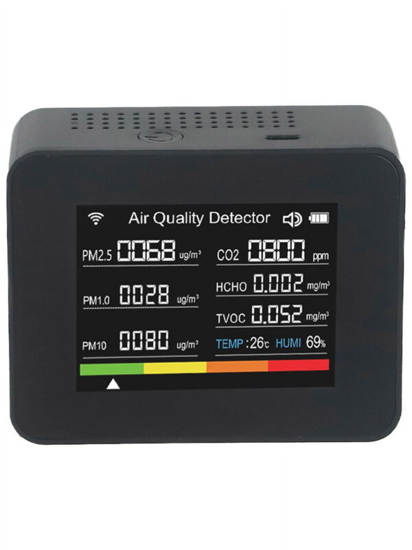 13 in 1 Air Quality Monitor Meter Temperature&Humidity Tester TVOC PM2.5 black