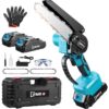 6 inch Mini Chainsaw, Portable Electric Cordless Chainsaw Set,Battery Powered,Small Handheld Chain Saws Pruning for Tree Branches